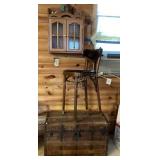Vintage trunk, stool, wall cabinet