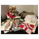 Fabric, quilt piece & books