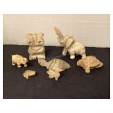 Carved stone figurines & more, 7 pieces