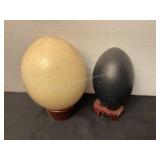 Blown Ostrich & Large Black Poultry Egg