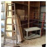 Werner 6' wood ladder, shelving, flooring