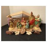 Nativity Figures & Wood Manger