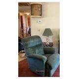 LaZBoy recliner, table, lamp & birdcage