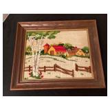 Vintage framed embroidery, 17 1/2x14 1/2'