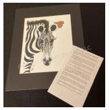 Dick Ayre zebra picture, 11x14'