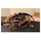 Belts, mirror, shawl, cards