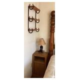 Stand, lamp & horseshoe shelf