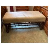 MCM wood bench, needs new upholstery