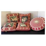 5 accent pillows, square ones are 10x10'