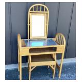 Wood vanity & seat, 31'w x 15ï¿½d x 53ï¿½t