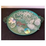 10' Metal tray, glass baubles & more