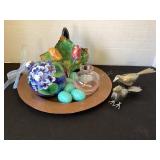 11' copper plate, metal birds, Italian tulips,