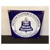 Heavy Porcelain American Telephone Sign, 8x8'