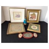 Gallery Wall Decor, crossstitch & wood turned