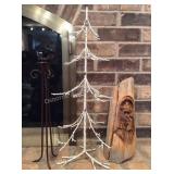 Carved Plaque, 24' Metal Tree & Candle Holder