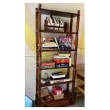 Wood Shelving Unit & Contents