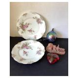 Bavaria 8 1/4' plates, heart paperweight,
