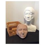 Face, Crate & 17' tall bust