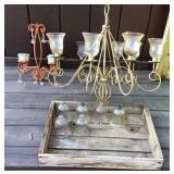 2 metal chandeliers & extra globes