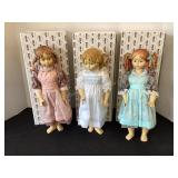 3 Wood Dolfi 13' Dolls, like new; Verena, Susie, &