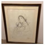24 1/2x31' lithograph mother & child