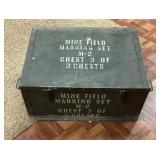 Military trunk (28'w x 14ï¿½t x 21ï¿½d) & contents