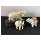 3 Small Elephant Figurines