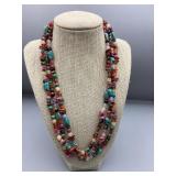 Multi Strand Gemstone & Sterling Necklace