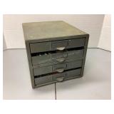 Vintage metal hardware organizer & contents