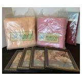New Haband towels, tablecloth & 4 8x10 frames