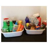 2 Bins of Usefuls; cleaners, bug spray & more