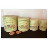 Vintage tin canister set & brown sugar savers