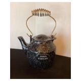 Heavy John Wright Cast Iron Tea Kettle