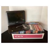 Sylvania DVD Player & box of movies