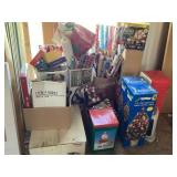 Variety of Christmas decor, wrapping, cookie