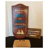 3 Novelty Signs; largest is 9x20 1/2"