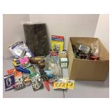Box of Misc. Hardware, bits, pulleys, hooks & more