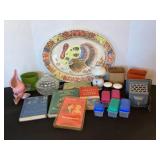 Turkey platter, Hull shell vase, old books & more