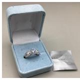 Epiphany Silver, Blue & White CZ Ring, size 8