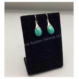 Sterling & Green Stone Dangle Earrings