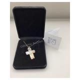 Roman Glass Sterling Cross Pendant