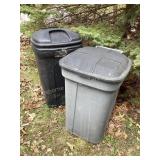 2 trash cans on wheels