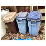 3 Roughneck Rubbermaid trash cans