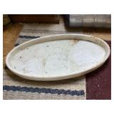 HEAVY oval marble basin, 39x19 3/4x3"
