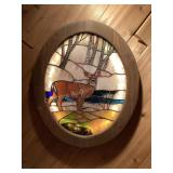 Back Lit Stained glass deer, 25x21"
