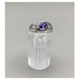 Sterling size 8 ring with blue/purple stone