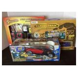 New boxed toys; walkie-talkie set, train & RC