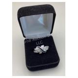 Clear & Black Rhinestone Sterling Crossover