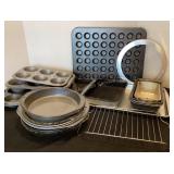 Baking pans, pie plates, cooling rack & more