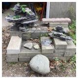 4x8x16" solid cement blocks, rocks & fountain